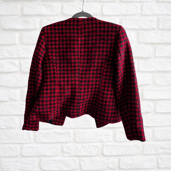 Custom Tailored Women’s Red & Black Suit Jacket | Shimmer Blazer Medium - Picture 2 of 7